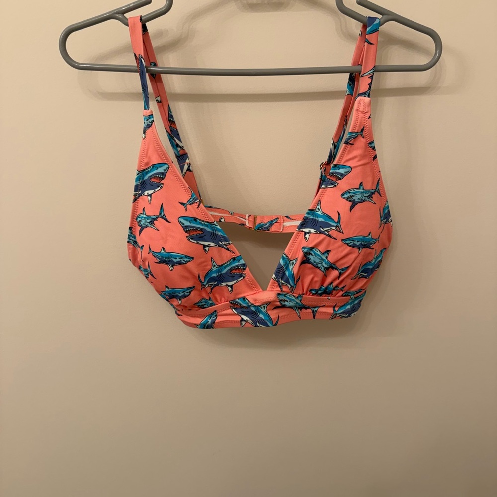 MeUndies Shark Print Swim Bikini Top Large NWOT